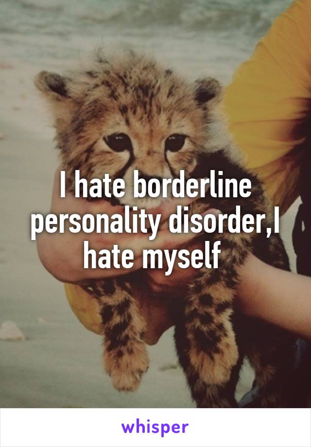 I hate borderline personality disorder,I hate myself 