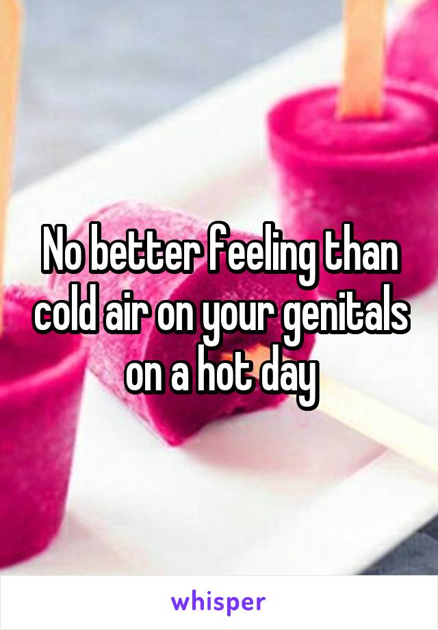 No better feeling than cold air on your genitals on a hot day