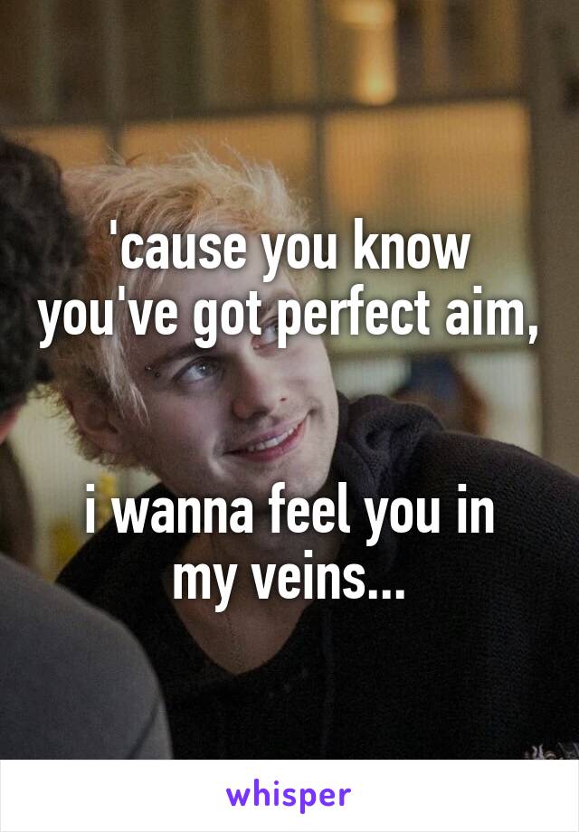 'cause you know you've got perfect aim, 

i wanna feel you in my veins...