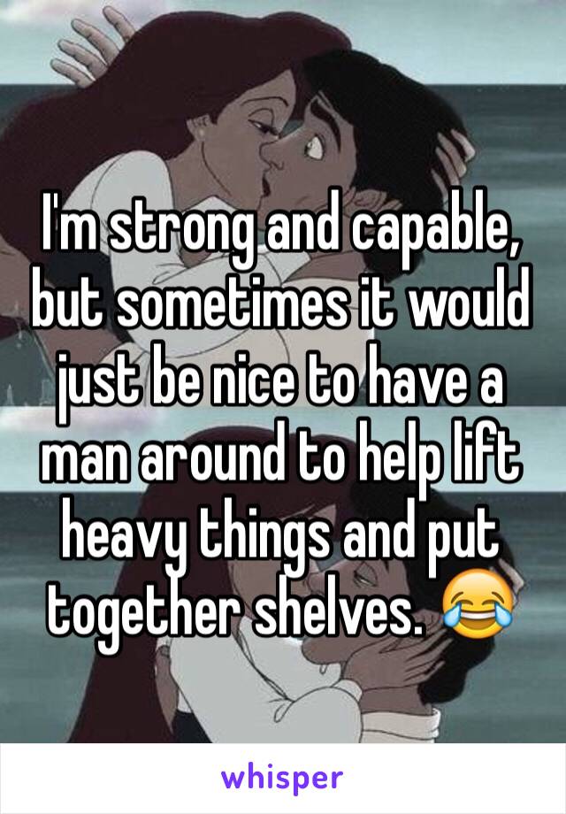 I'm strong and capable, but sometimes it would just be nice to have a man around to help lift heavy things and put together shelves. 😂