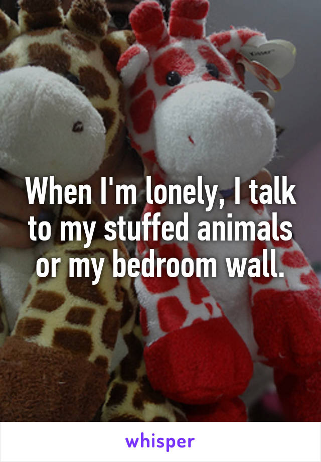 When I'm lonely, I talk to my stuffed animals or my bedroom wall.