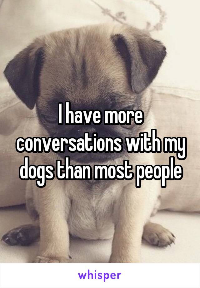 I have more conversations with my dogs than most people