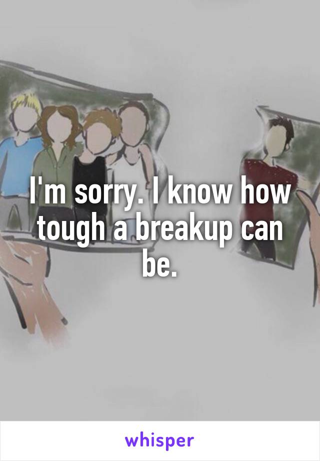 I'm sorry. I know how tough a breakup can be.