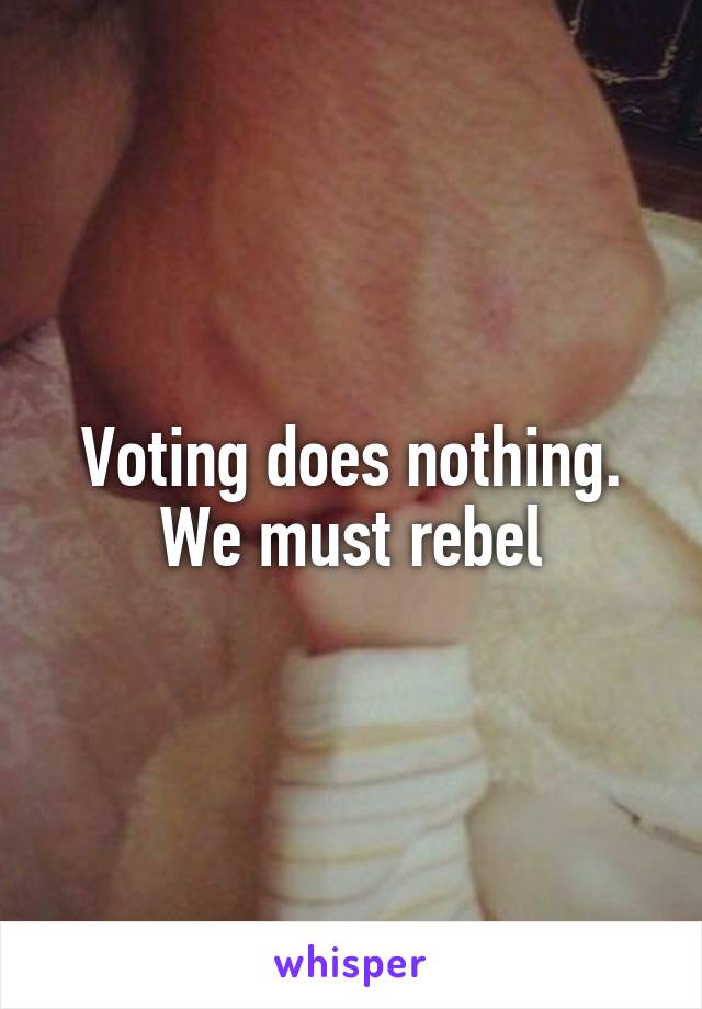 Voting does nothing. We must rebel