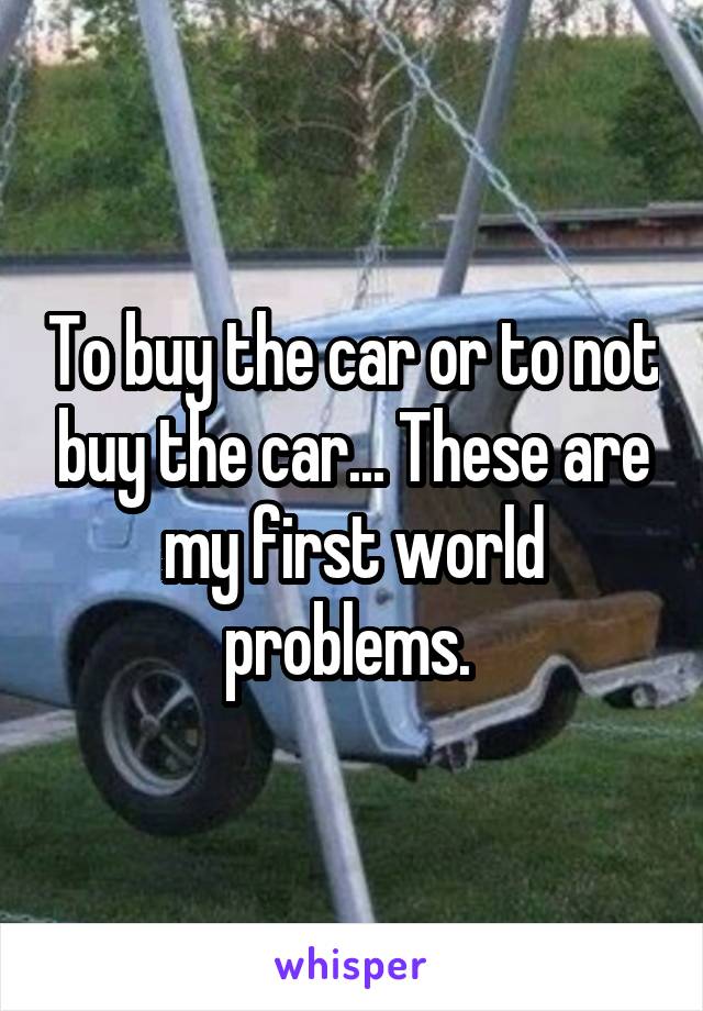 To buy the car or to not buy the car... These are my first world problems. 