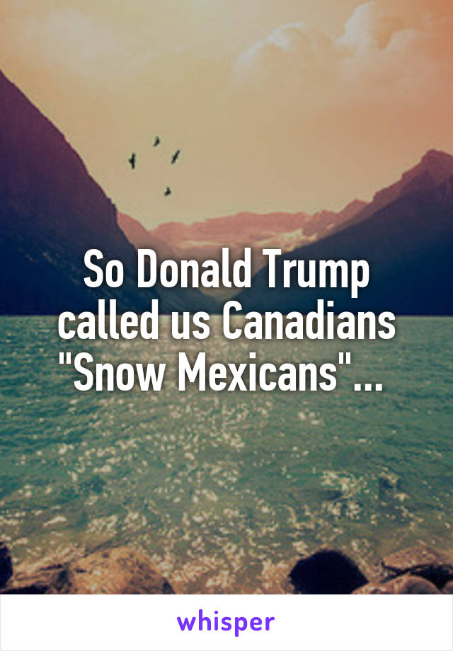 So Donald Trump called us Canadians "Snow Mexicans"... 