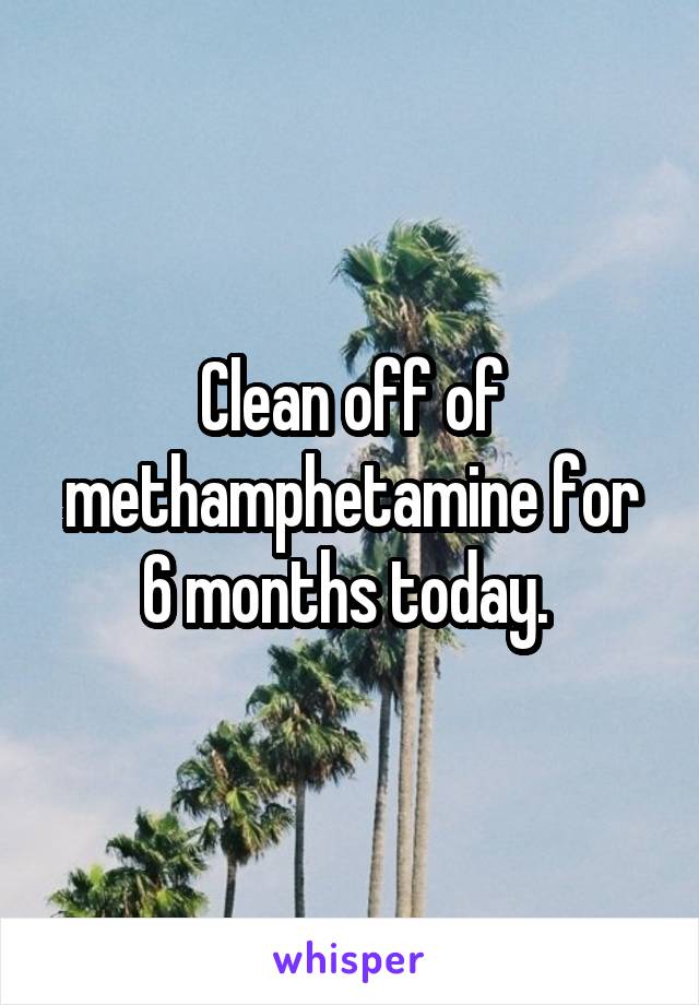 Clean off of methamphetamine for 6 months today. 