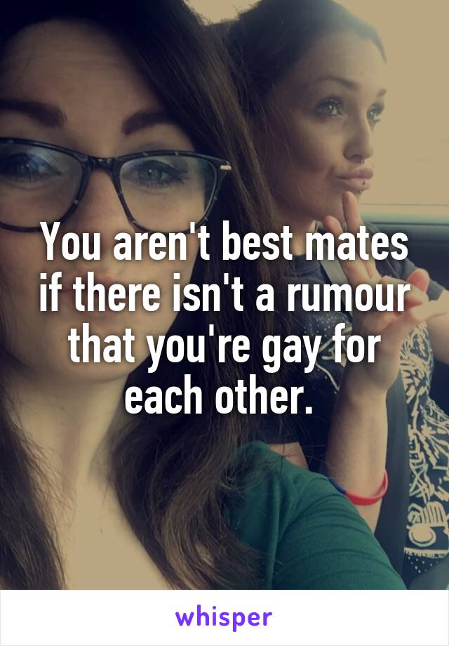 You aren't best mates if there isn't a rumour that you're gay for each other. 