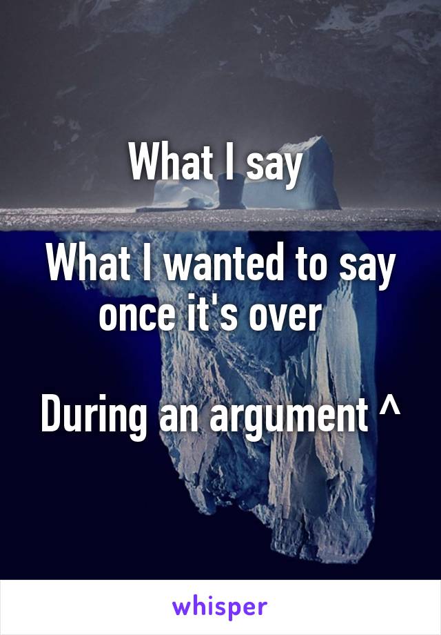 What I say 

What I wanted to say once it's over  

During an argument ^ 