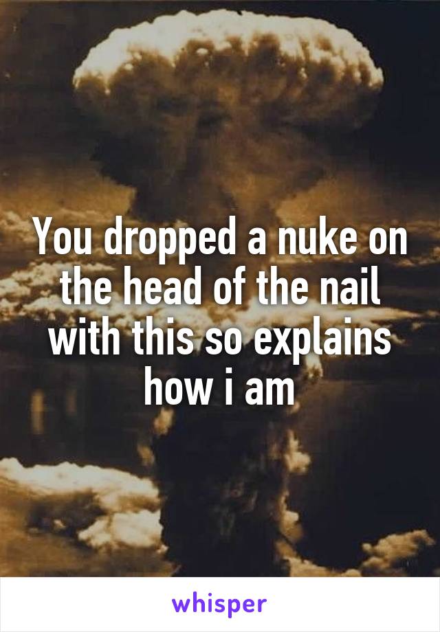 You dropped a nuke on the head of the nail with this so explains how i am