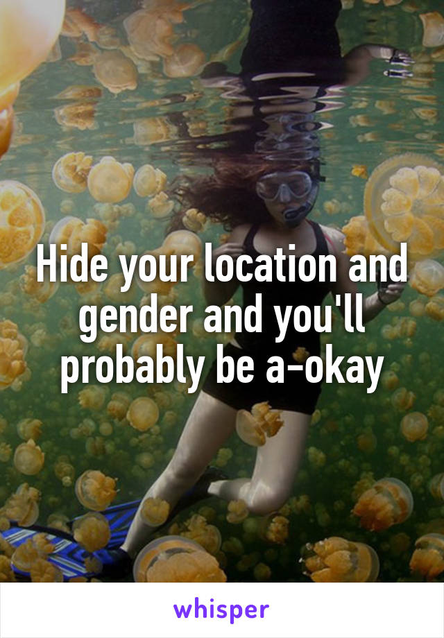 Hide your location and gender and you'll probably be a-okay