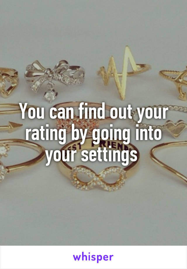 You can find out your rating by going into your settings 