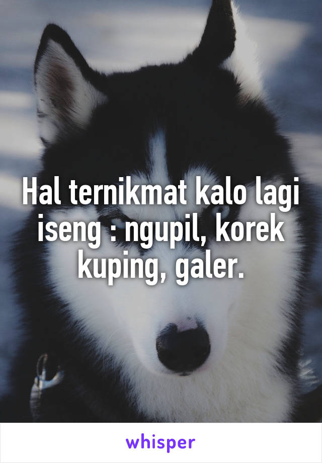 Hal ternikmat kalo lagi iseng : ngupil, korek kuping, galer.