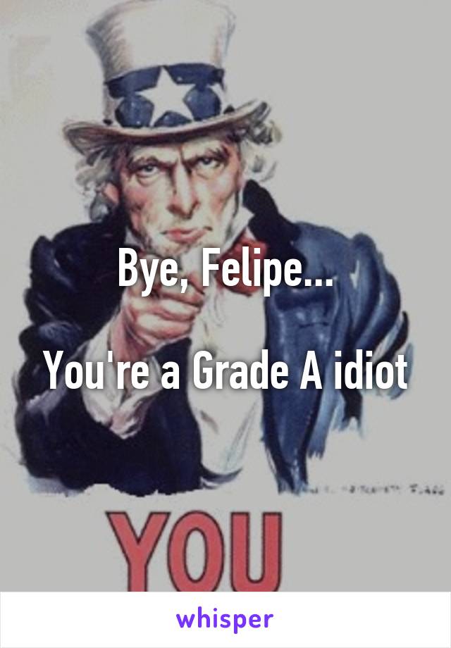 Bye, Felipe...

You're a Grade A idiot