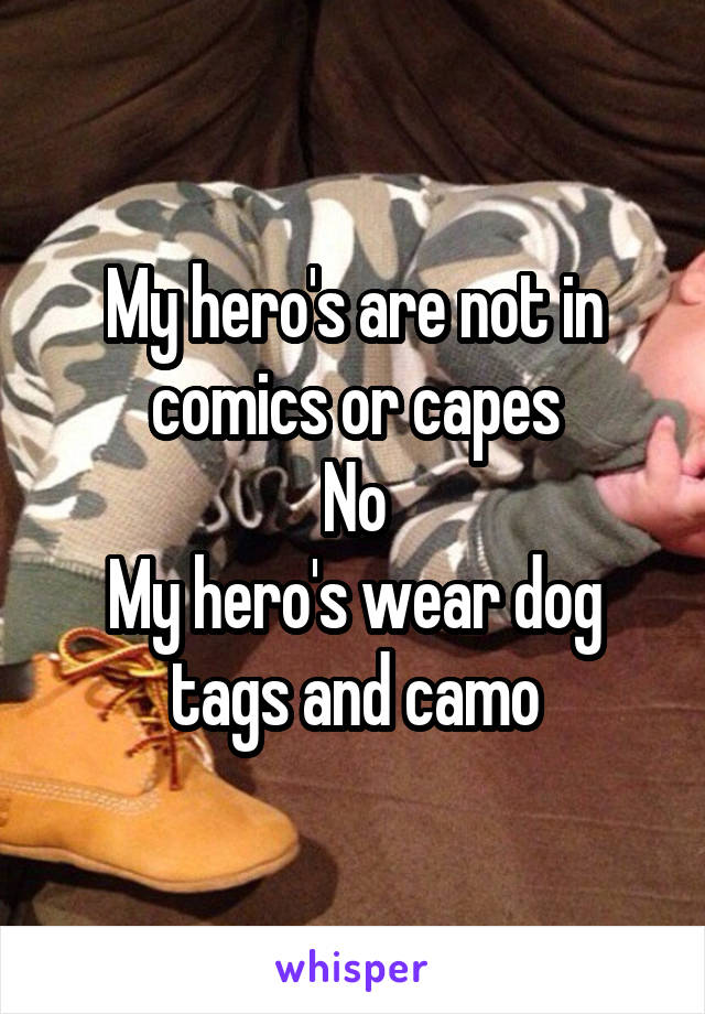 My hero's are not in comics or capes
No
My hero's wear dog tags and camo