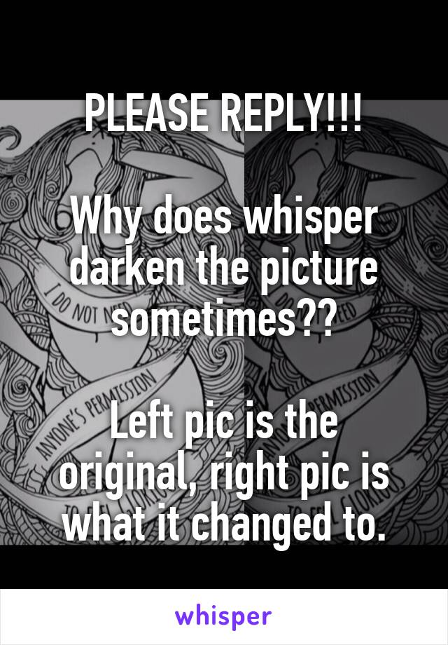 PLEASE REPLY!!!

Why does whisper darken the picture sometimes??

Left pic is the original, right pic is what it changed to.