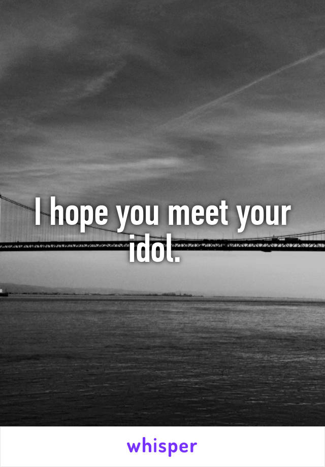 I hope you meet your idol.  