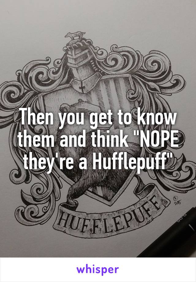 Then you get to know them and think "NOPE they're a Hufflepuff"