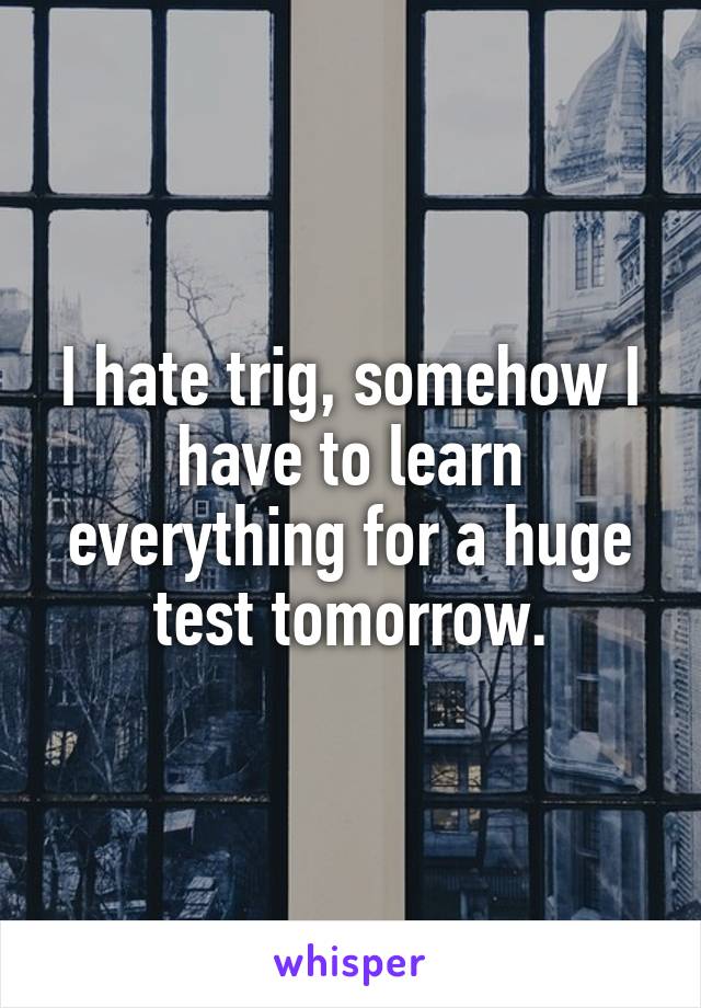 I hate trig, somehow I have to learn everything for a huge test tomorrow.