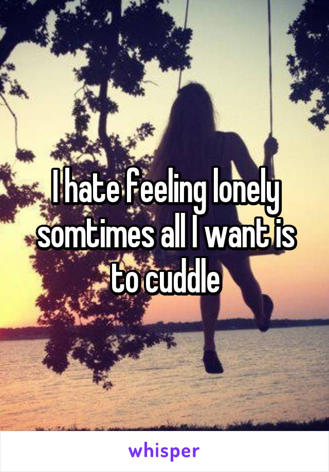 I hate feeling lonely somtimes all I want is to cuddle