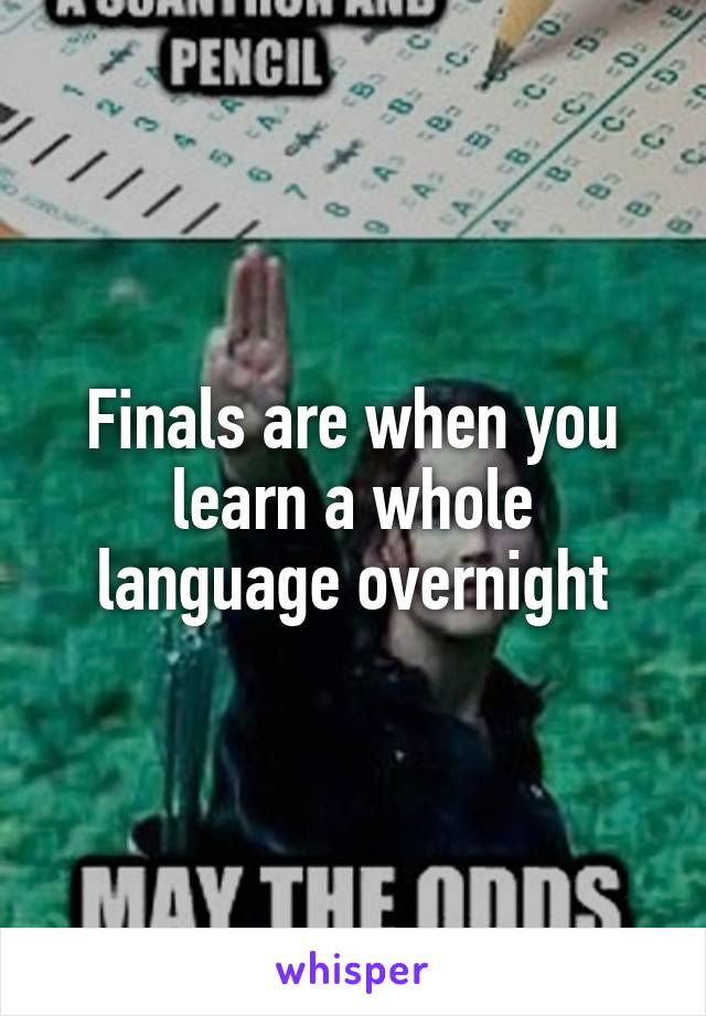 Finals are when you learn a whole language overnight