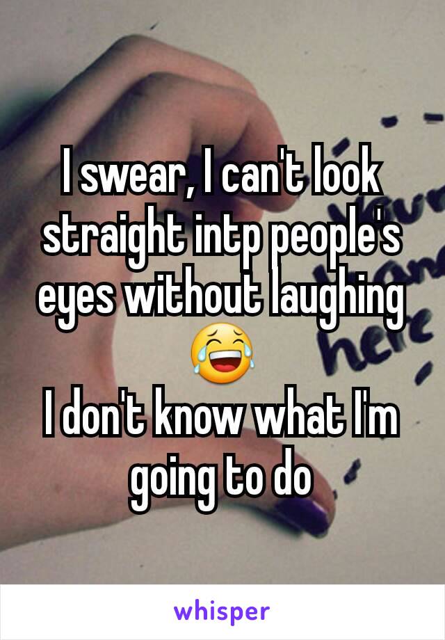 I swear, I can't look straight intp people's eyes without laughing😂
I don't know what I'm going to do