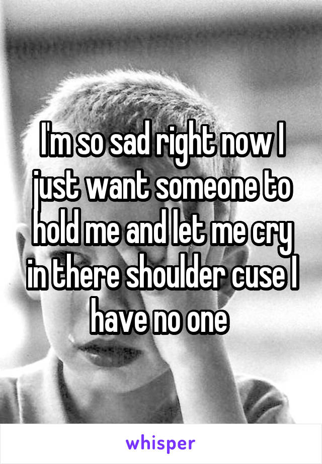 I'm so sad right now I just want someone to hold me and let me cry in there shoulder cuse I have no one 