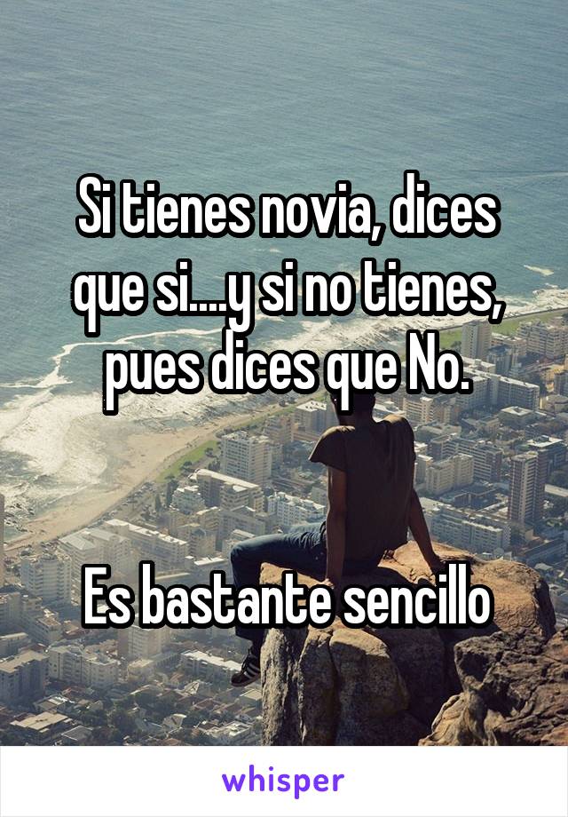 Si tienes novia, dices que si....y si no tienes, pues dices que No.


Es bastante sencillo