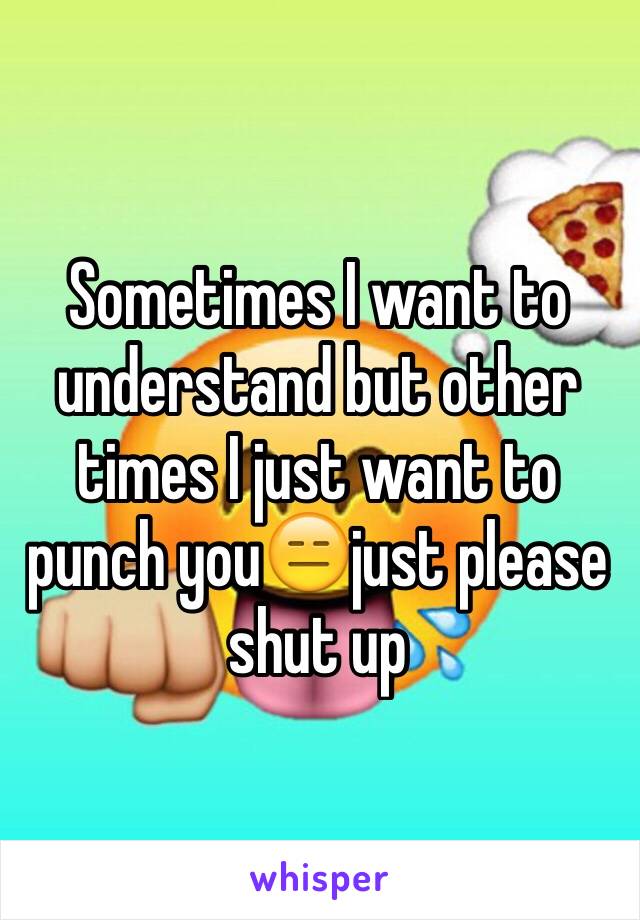 Sometimes I want to understand but other times I just want to punch you😑just please shut up