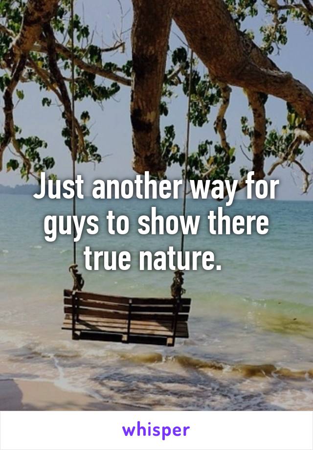 Just another way for guys to show there true nature. 