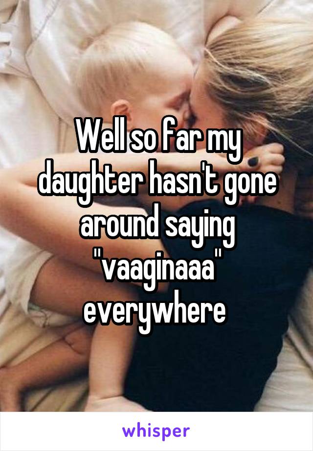 Well so far my daughter hasn't gone around saying "vaaginaaa" everywhere 