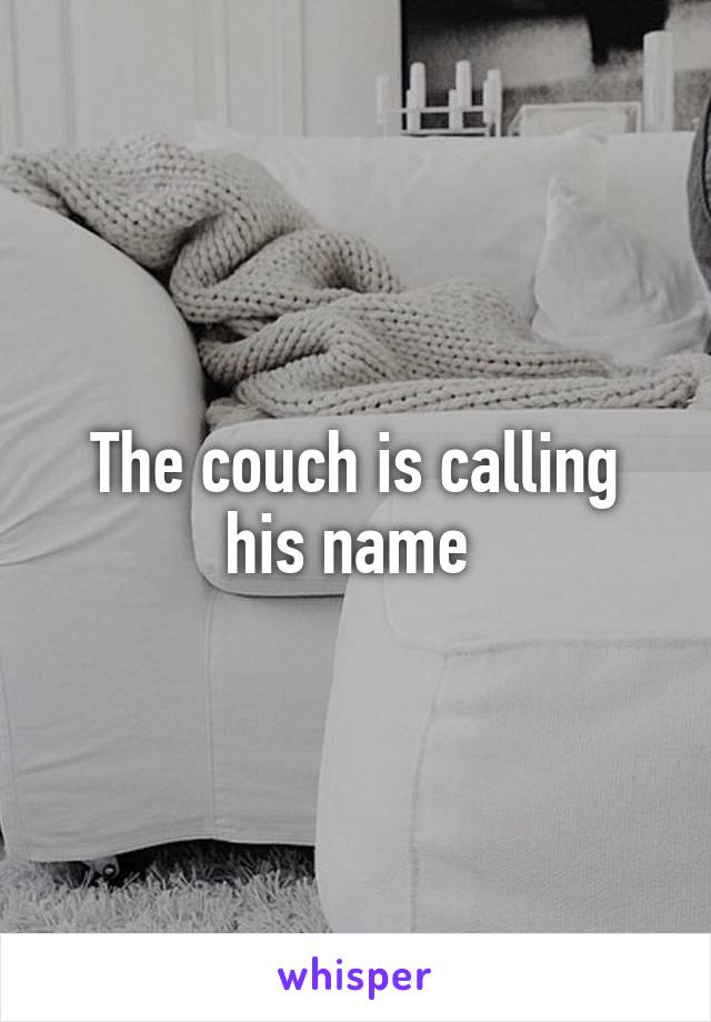 The couch is calling his name 