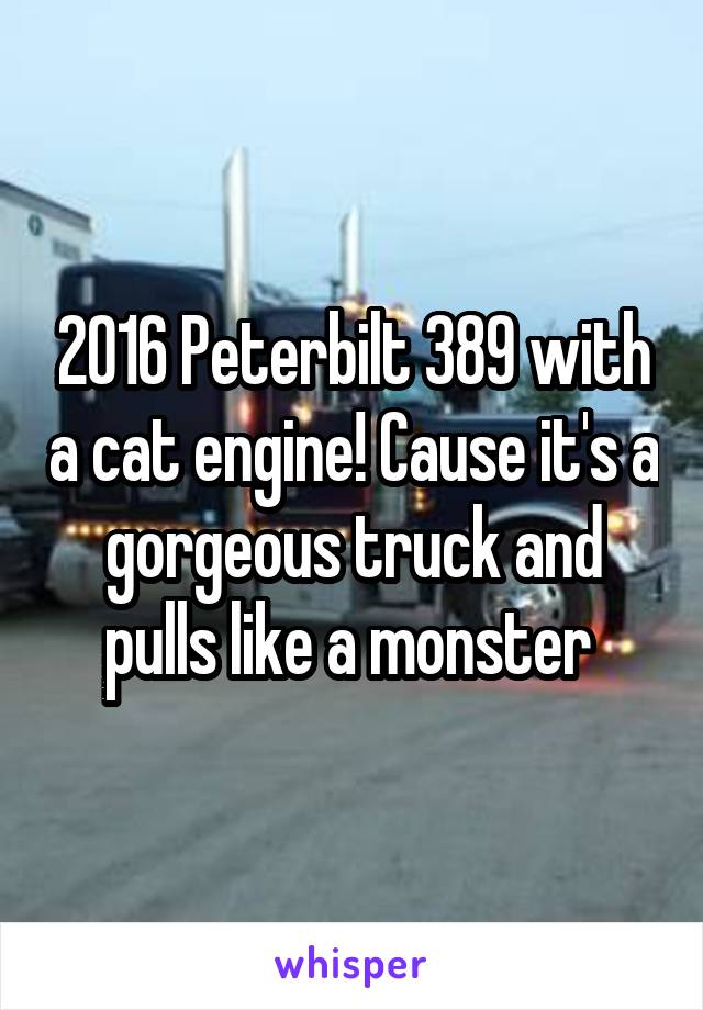 2016 Peterbilt 389 with a cat engine! Cause it's a gorgeous truck and pulls like a monster 