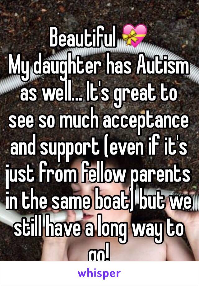 Beautiful 💝
My daughter has Autism as well... It's great to see so much acceptance and support (even if it's just from fellow parents in the same boat) but we still have a long way to go!