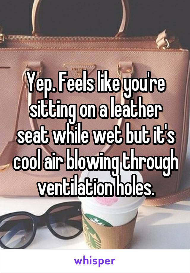 Yep. Feels like you're sitting on a leather seat while wet but it's cool air blowing through ventilation holes.