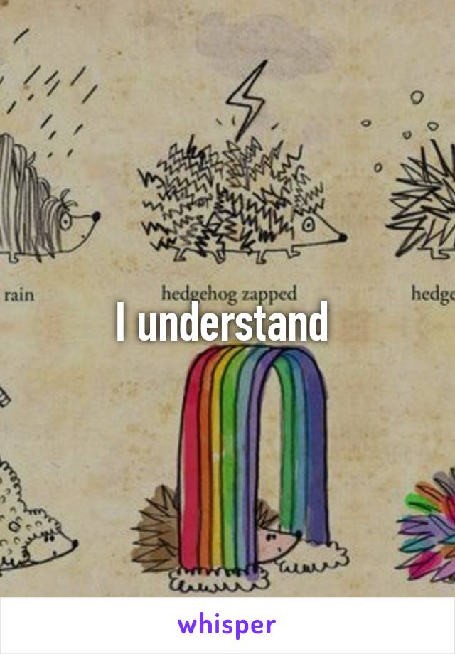 I understand 