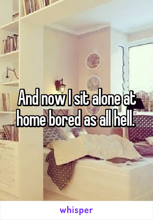 And now I sit alone at home bored as all hell. 