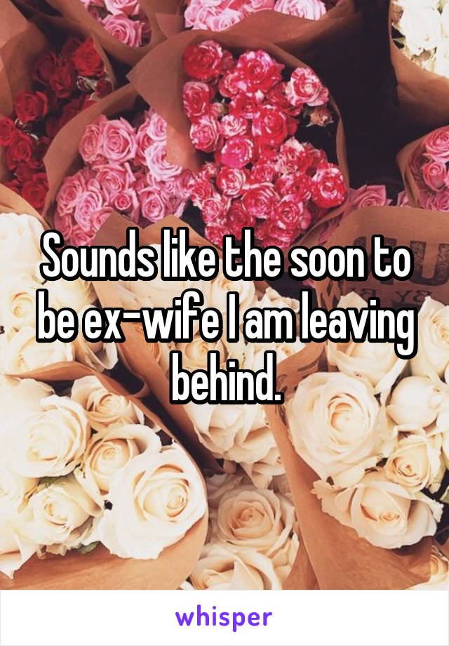 Sounds like the soon to be ex-wife I am leaving behind.