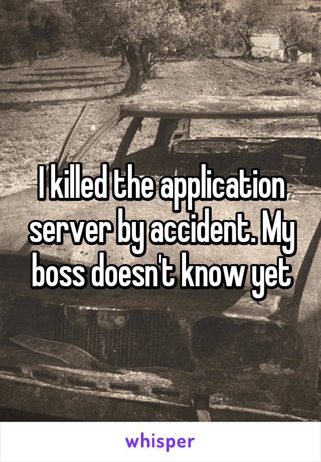I killed the application server by accident. My boss doesn't know yet