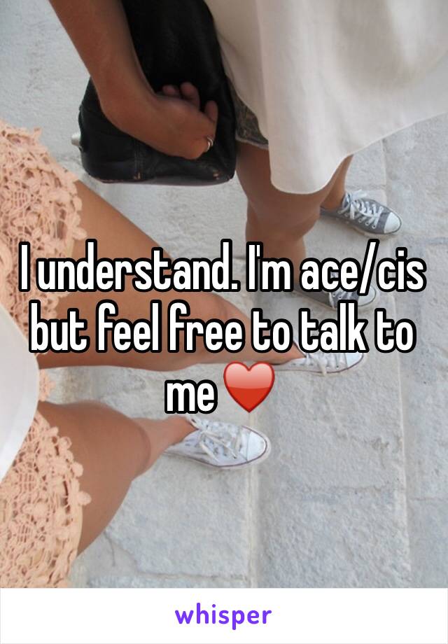 I understand. I'm ace/cis but feel free to talk to me♥️