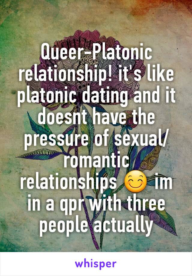 Queer-Platonic relationship! it's like platonic dating and it doesnt have the pressure of sexual/romantic relationships 😊 im in a qpr with three people actually