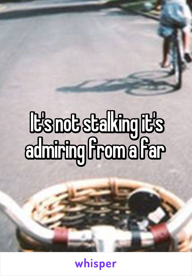It's not stalking it's admiring from a far 