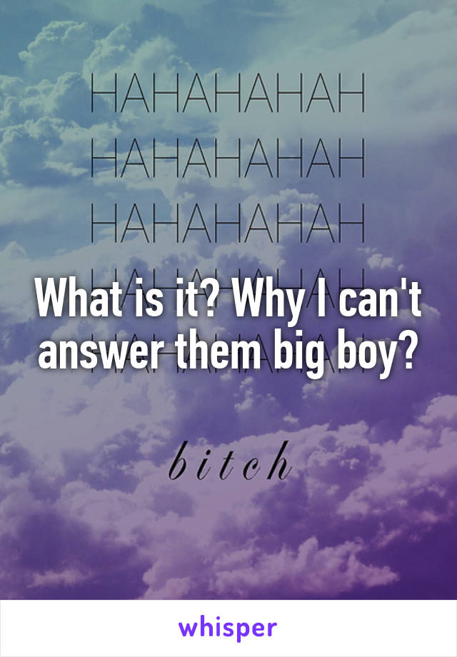 What is it? Why I can't answer them big boy?