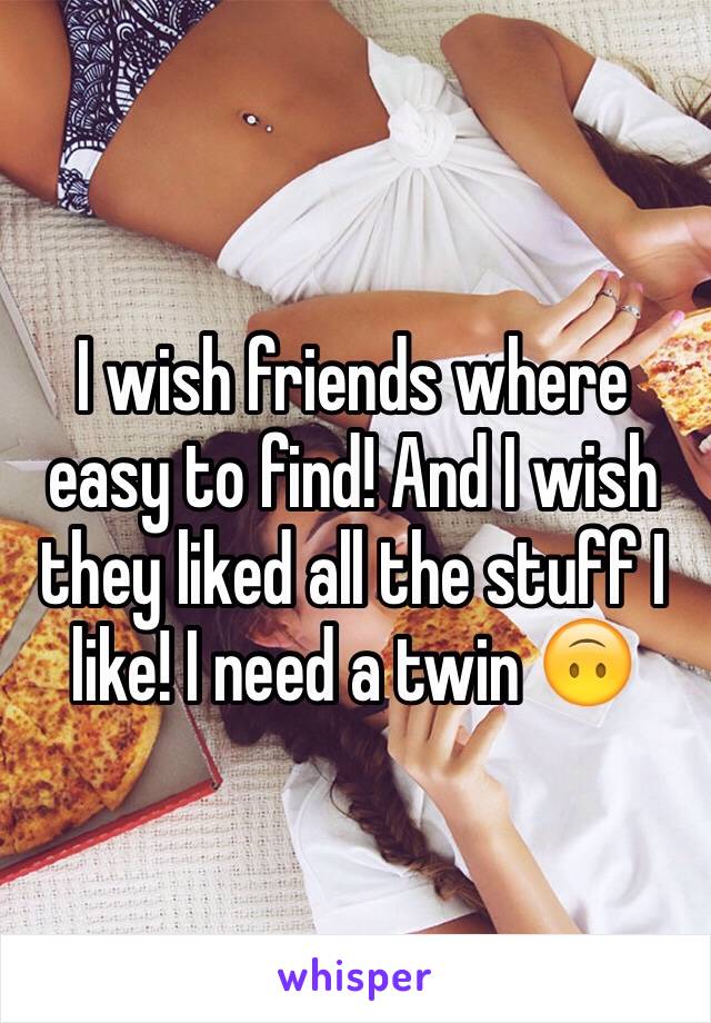 I wish friends where easy to find! And I wish they liked all the stuff I like! I need a twin 🙃