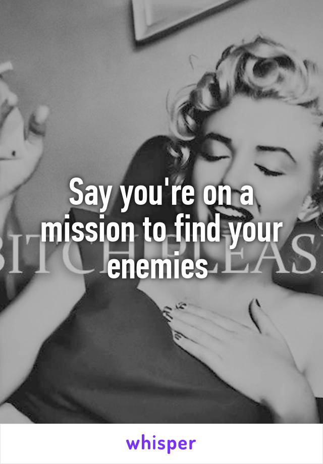 Say you're on a mission to find your enemies 