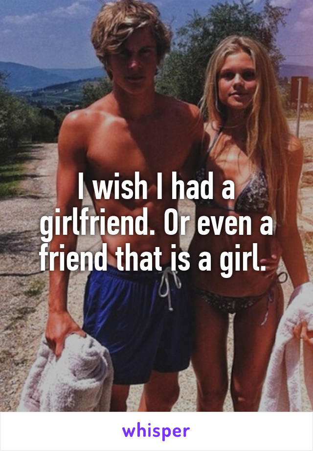 I wish I had a girlfriend. Or even a friend that is a girl. 