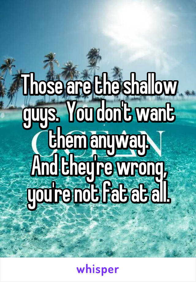 Those are the shallow guys.  You don't want them anyway.
And they're wrong, you're not fat at all.