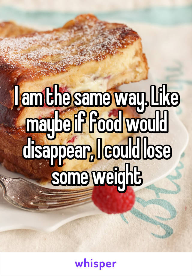 I am the same way. Like maybe if food would disappear, I could lose some weight