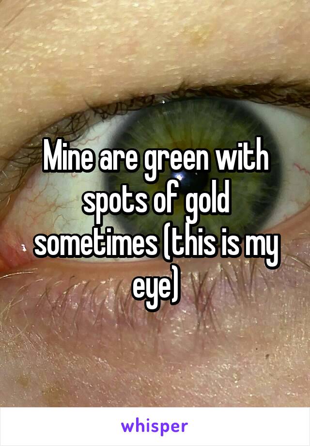 Mine are green with spots of gold sometimes (this is my eye)