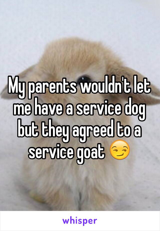 My parents wouldn't let me have a service dog but they agreed to a service goat 😏